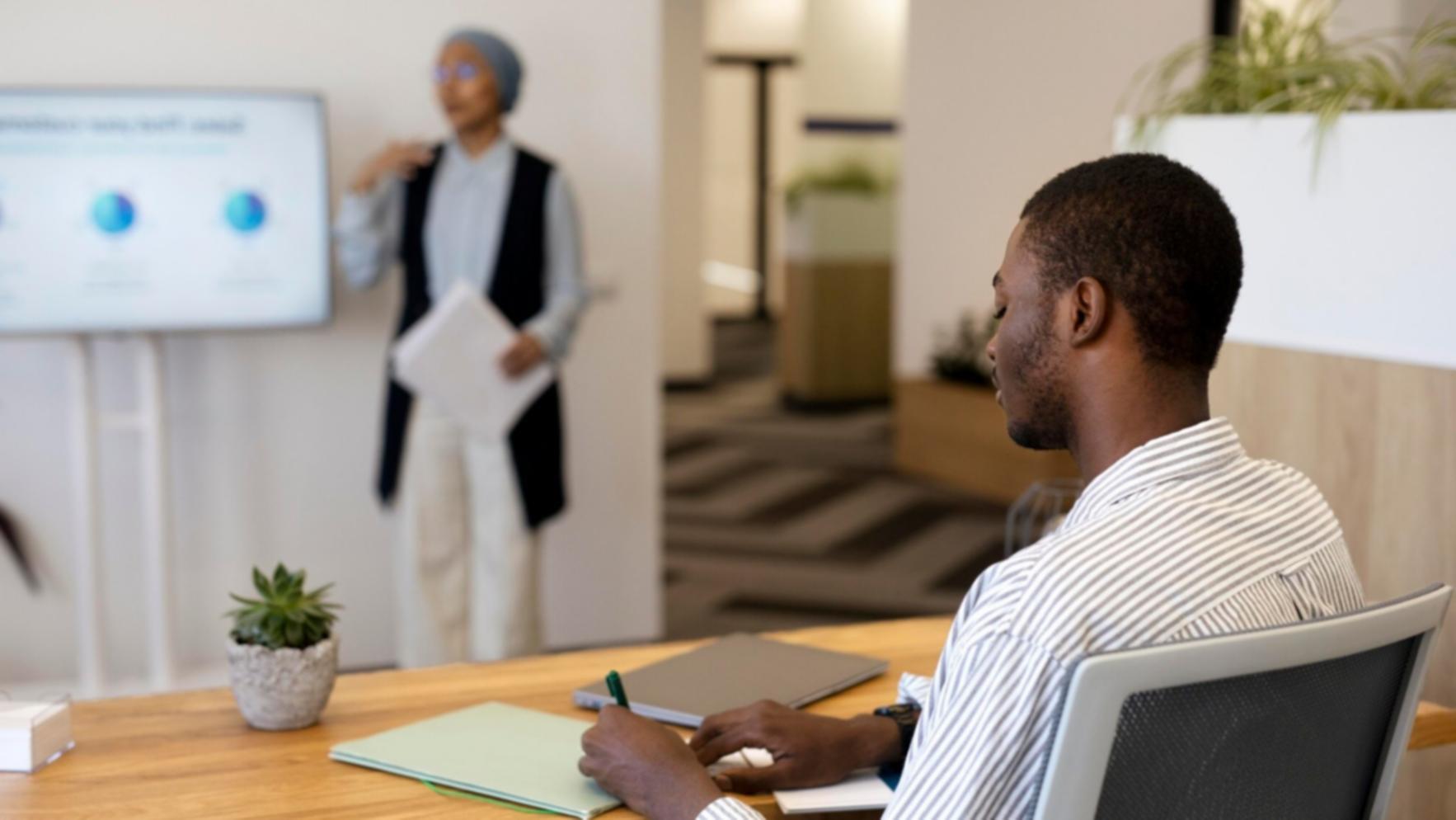 Professional working on financial analysis with flexible schedule